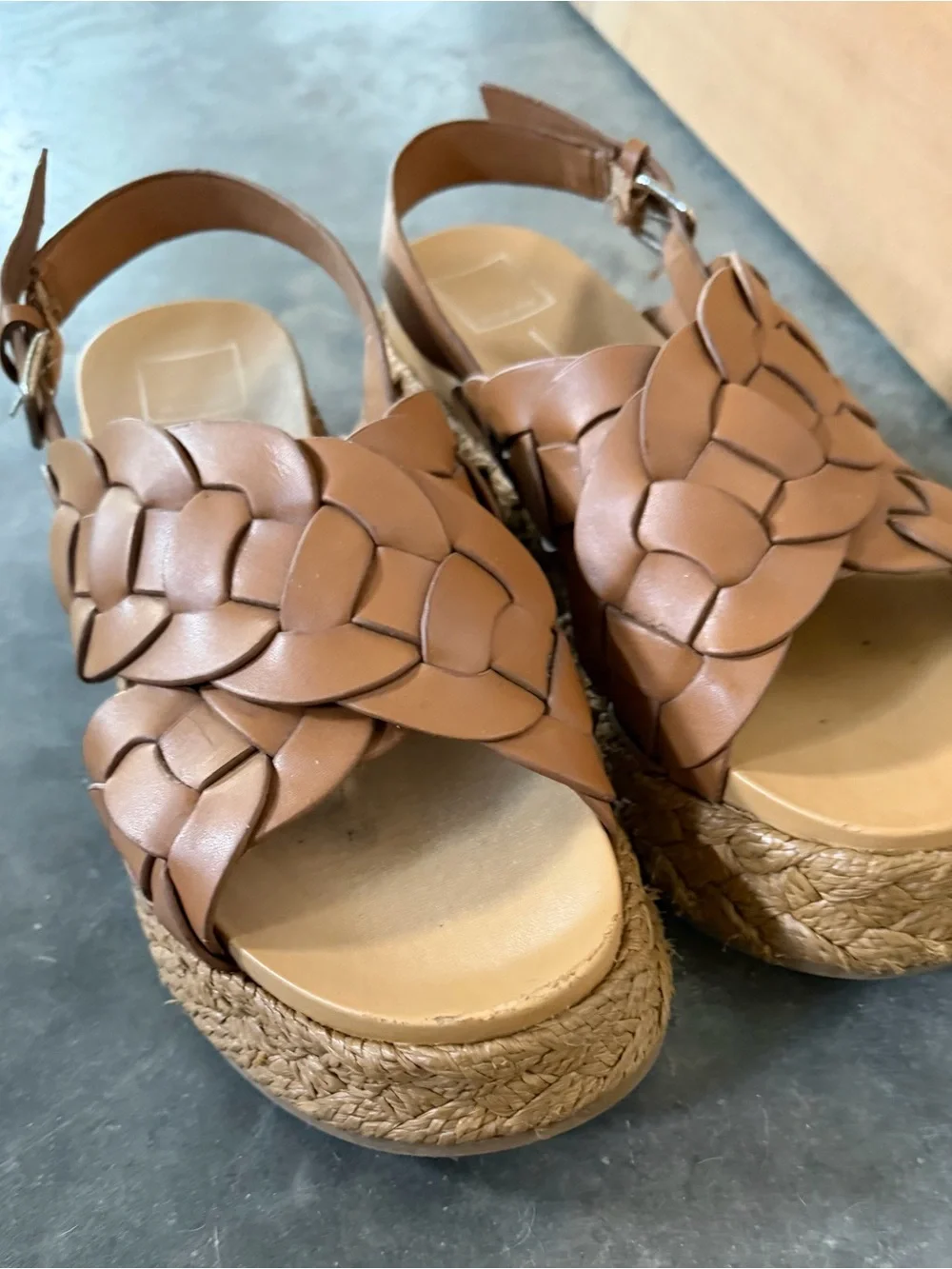 Dolce Vita Braided Leather Espadrille Platform Sandals - Brown